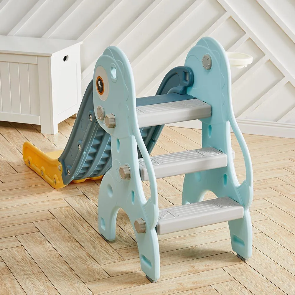 2 In 1 Kids Slide Climber with Toy Basketball Hoop for Indoor and Outdoor