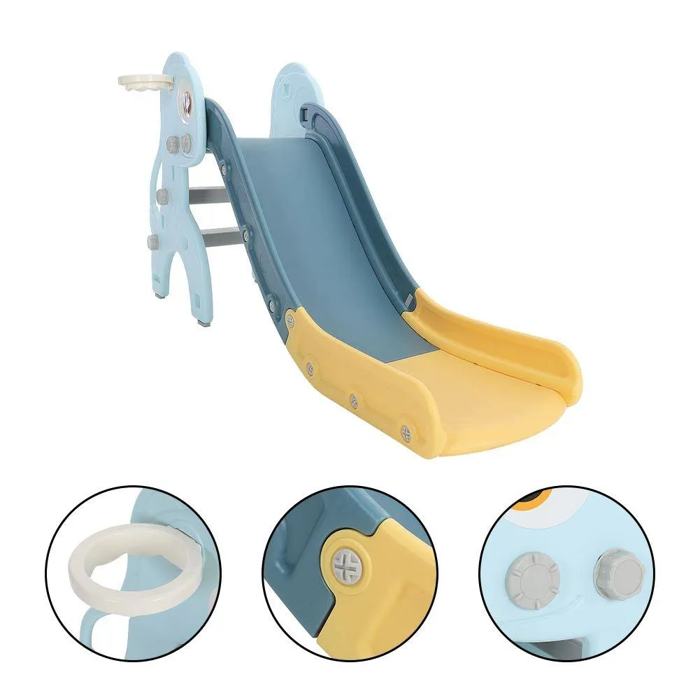 2 In 1 Kids Slide Climber with Toy Basketball Hoop for Indoor and Outdoor