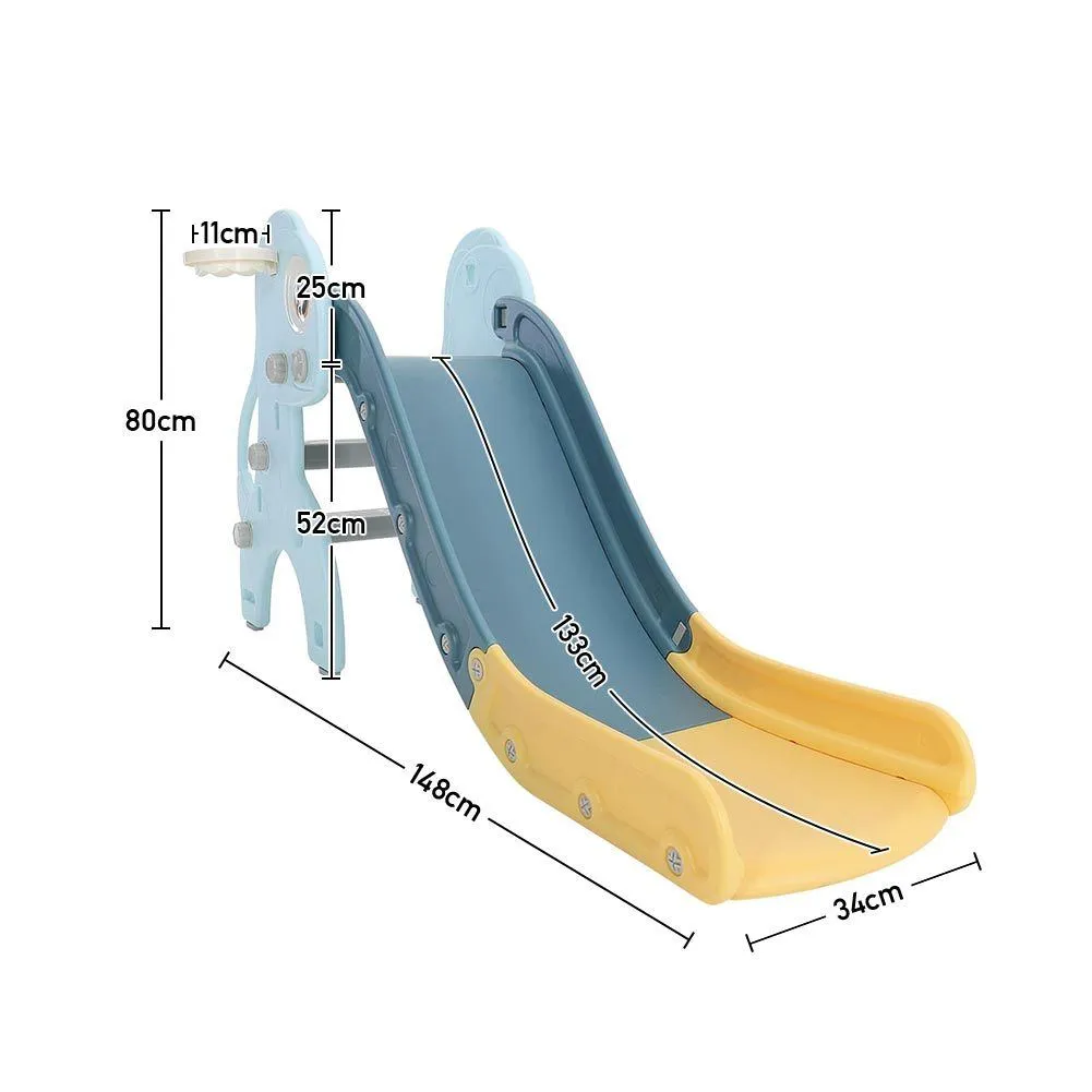 2 In 1 Kids Slide Climber with Toy Basketball Hoop for Indoor and Outdoor