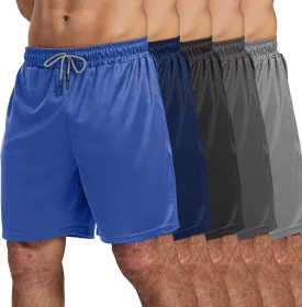 5 Pack Gym Shorts for Men 7 inch, Mens Athletic Running Shorts Dry Fit & Mesh Active Workout Shorts for Men with Pockets