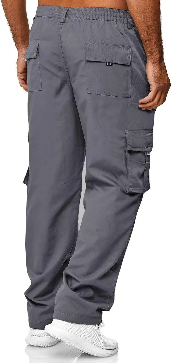 AIFARLD Men's Cargo Pants with Pockets Cotton Hiking Sweatpants Casual Athletic Jogger Sports Outdoor Trousers Relaxed Fit
