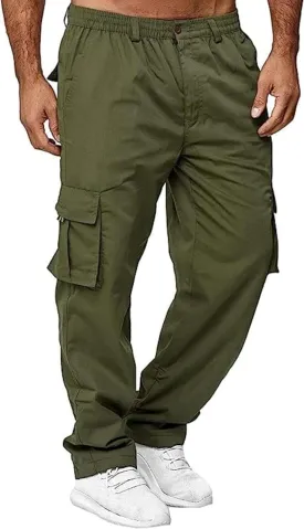 AIFARLD Men's Cargo Pants with Pockets Cotton Hiking Sweatpants Casual Athletic Jogger Sports Outdoor Trousers Relaxed Fit