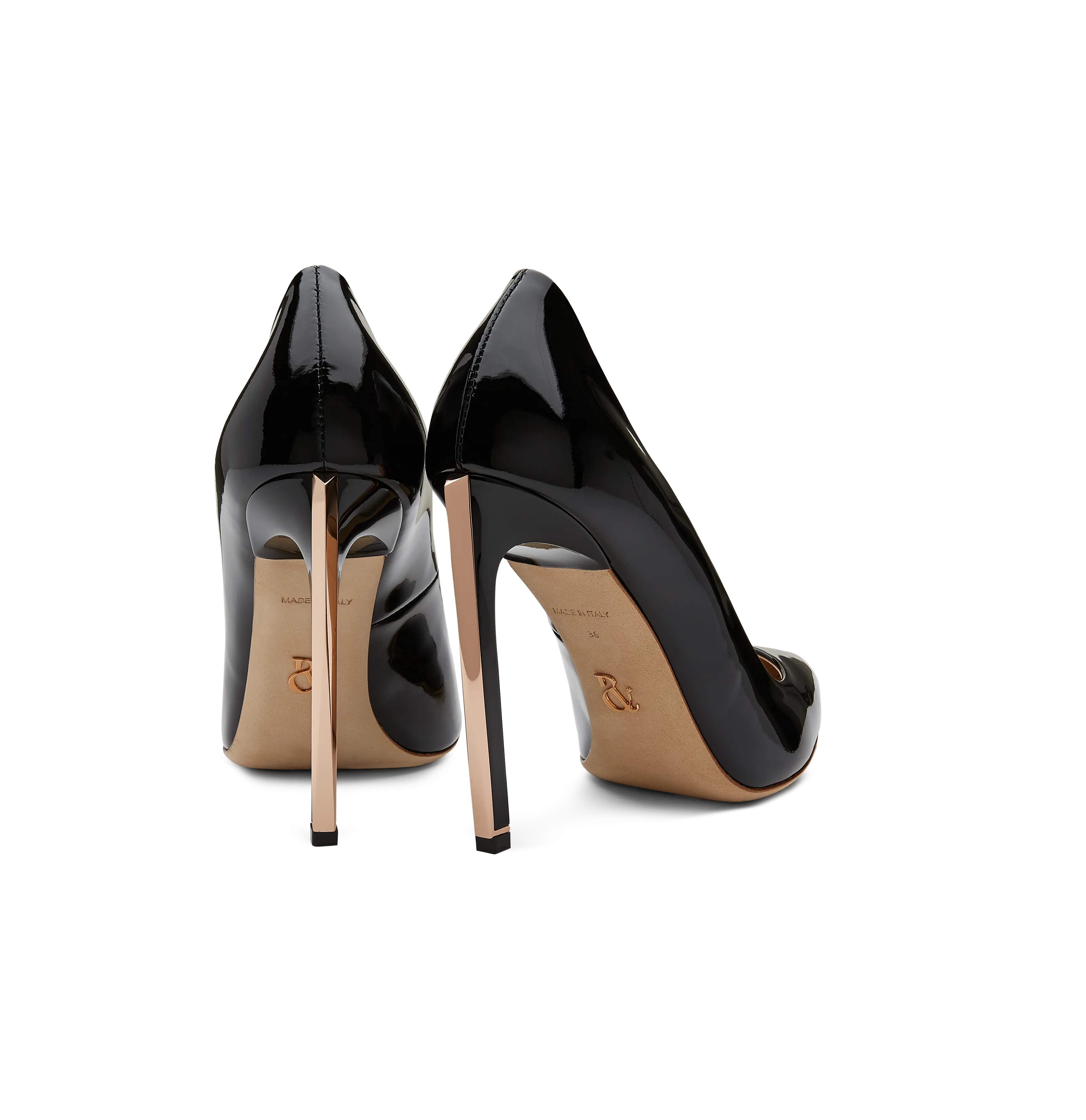Black Patent Calf Leather With Rose Gold Hardware
