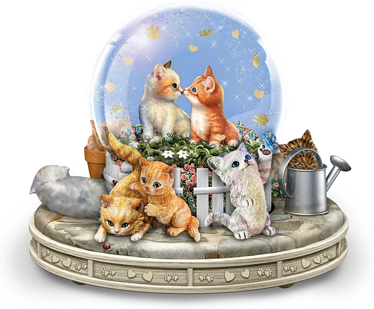 Bradford Exchange Jurgen Scholz Kittens Rotating Musical Glitter Globe: Paws-itively Precious