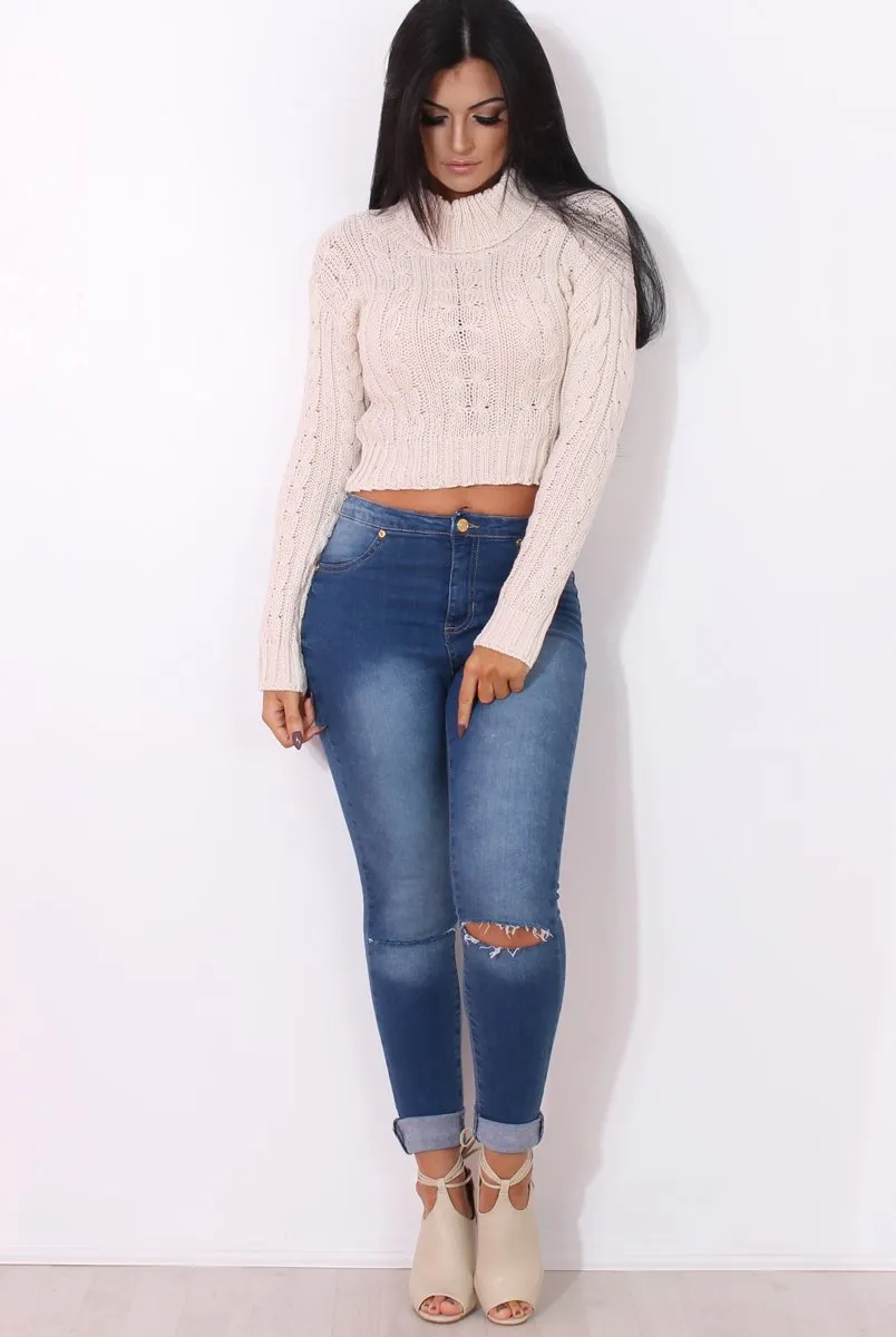 Callie Cream Knitted Crop Jumper