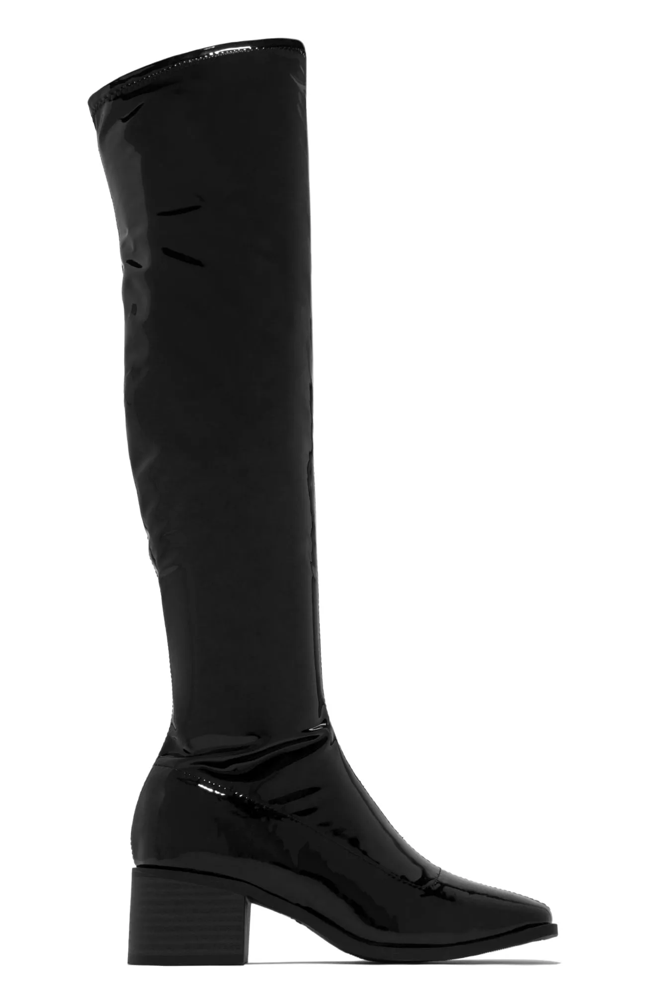 Carlene Over The Knee Boots - Black PU