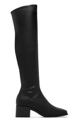Carlene Over The Knee Boots - Black PU
