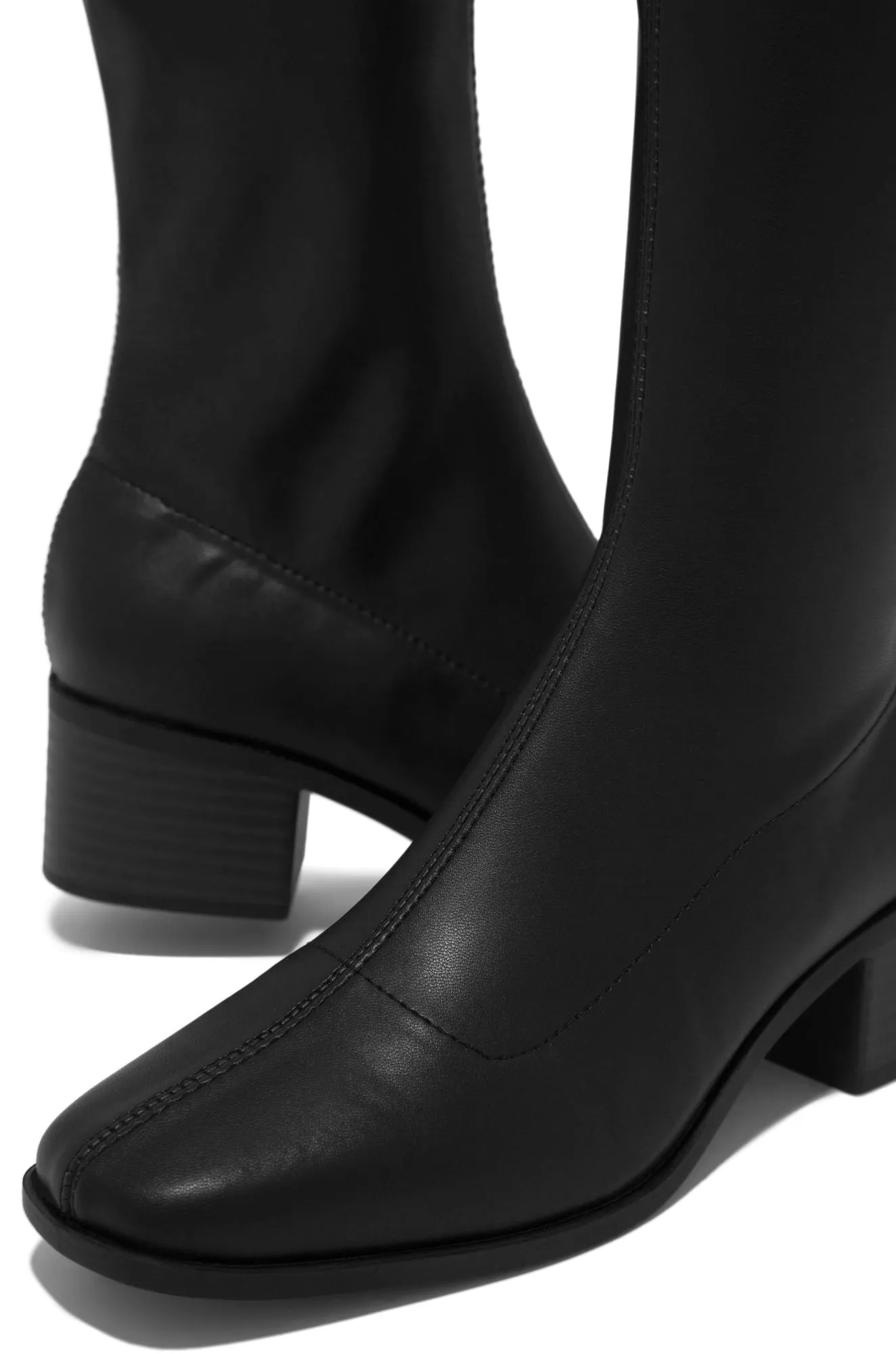 Carlene Over The Knee Boots - Black PU
