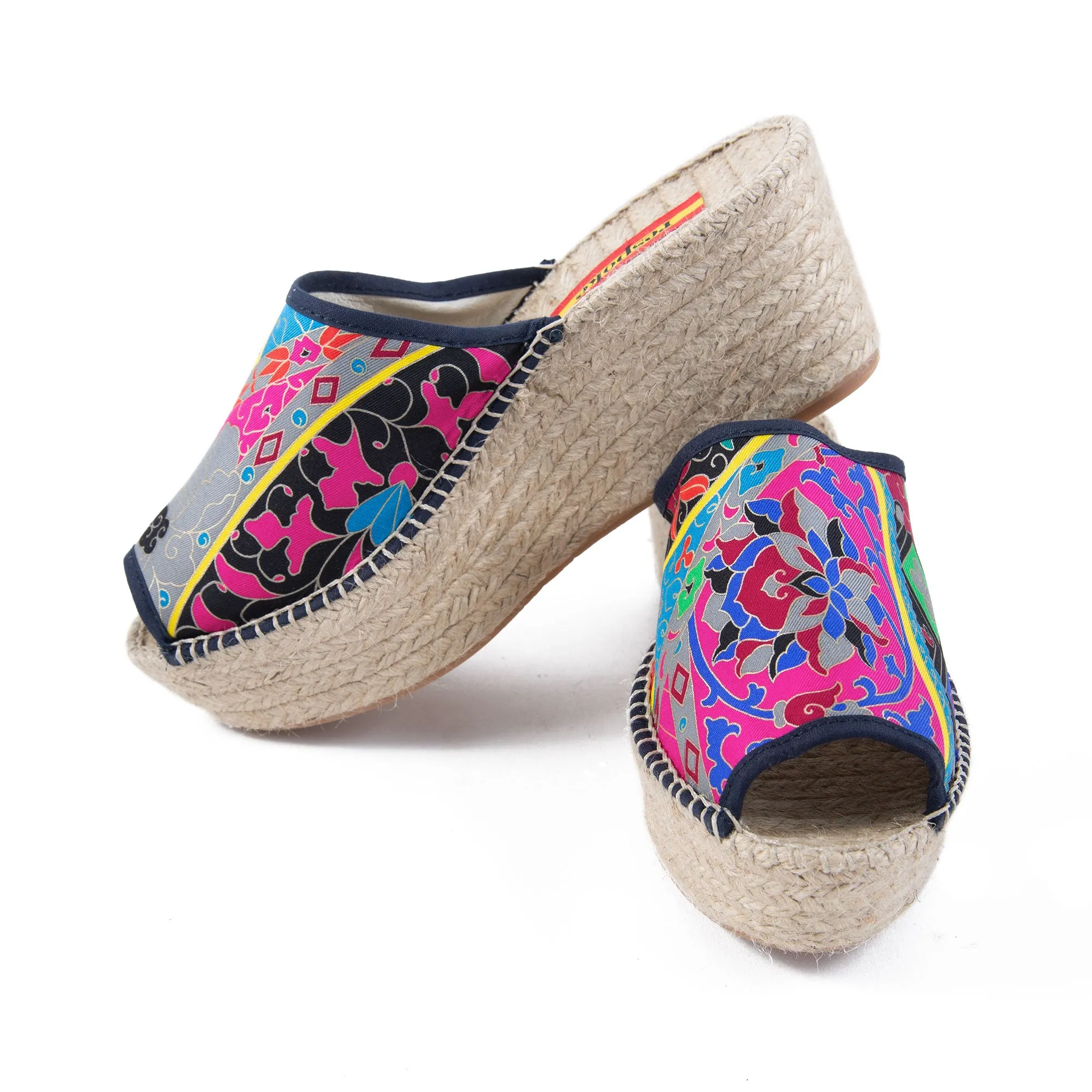 CECILIA Black Modern Wedge Espadrilles