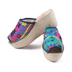 CECILIA Black Modern Wedge Espadrilles