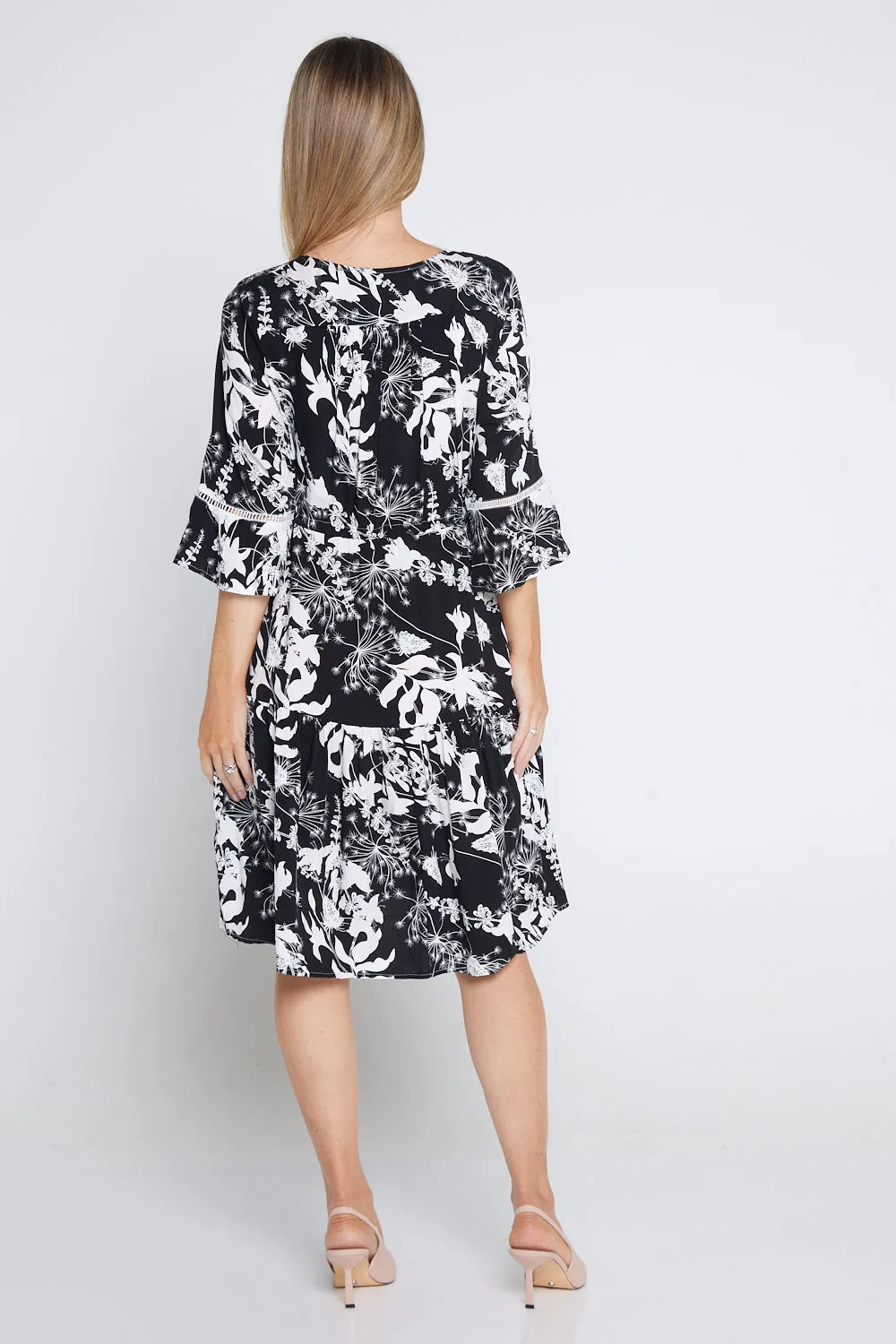 Delaney Dress - Black/White Dandelion