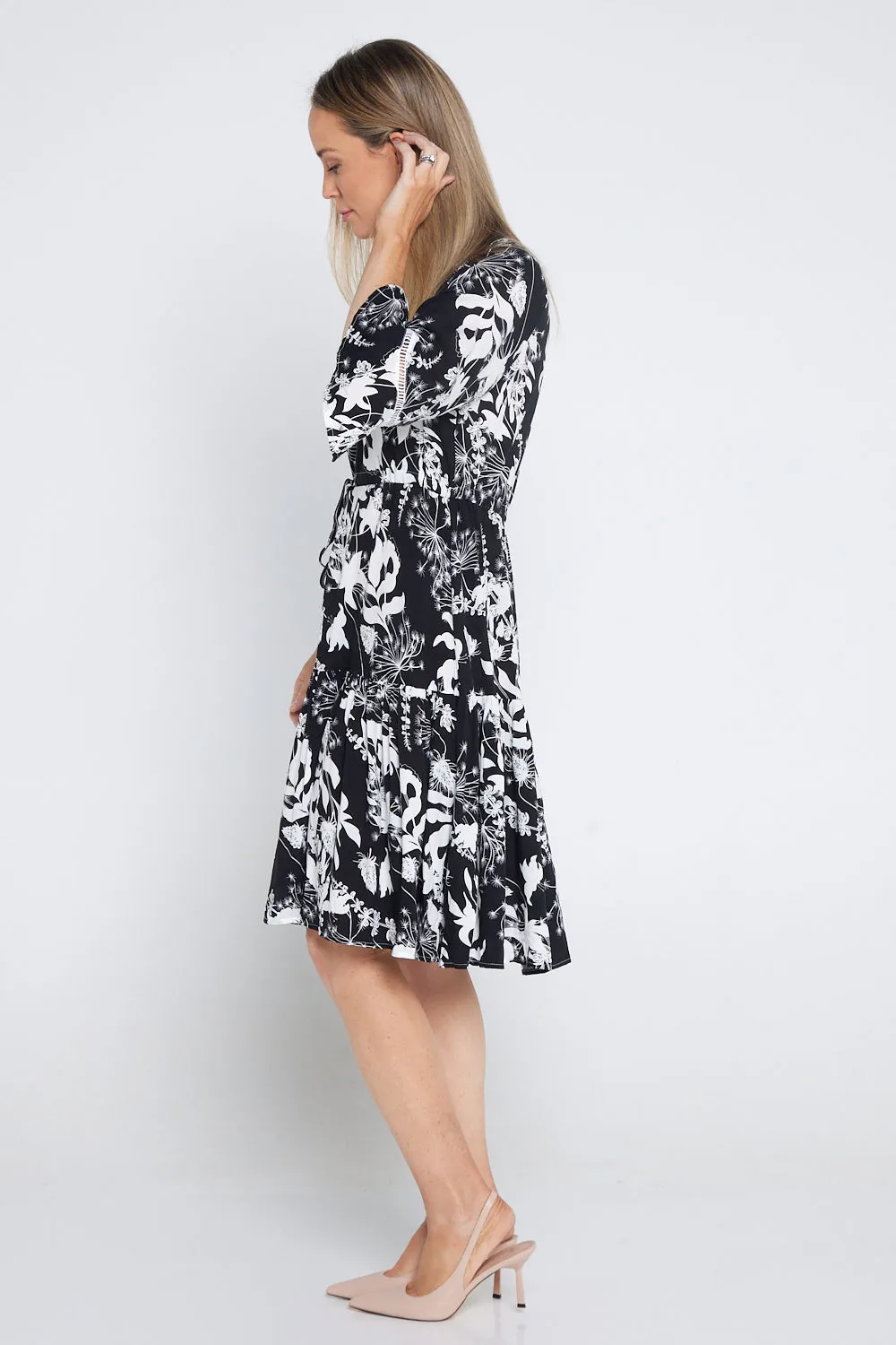 Delaney Dress - Black/White Dandelion
