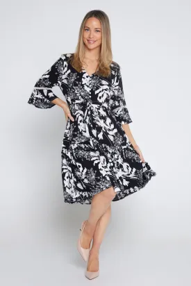 Delaney Dress - Black/White Dandelion