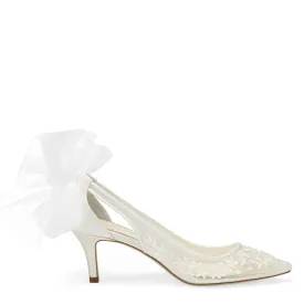 Esther - Floral and Tulle Bow Kitten Heel