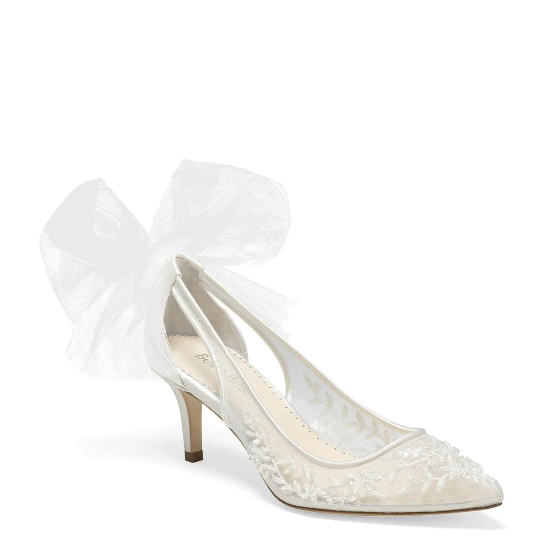 Esther - Floral and Tulle Bow Kitten Heel