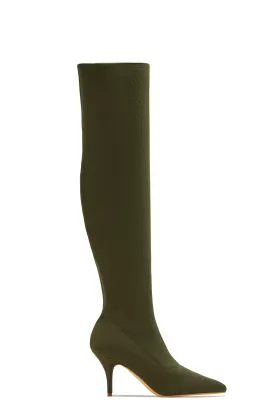 Evie Over The Knee Heel Boots - Green