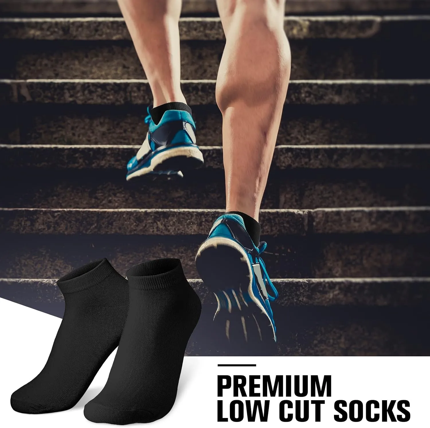 Geyoga 48 Pairs Men Cushion Ankle Socks, Comfortable Breathable Low Cut Casual Socks for Sports