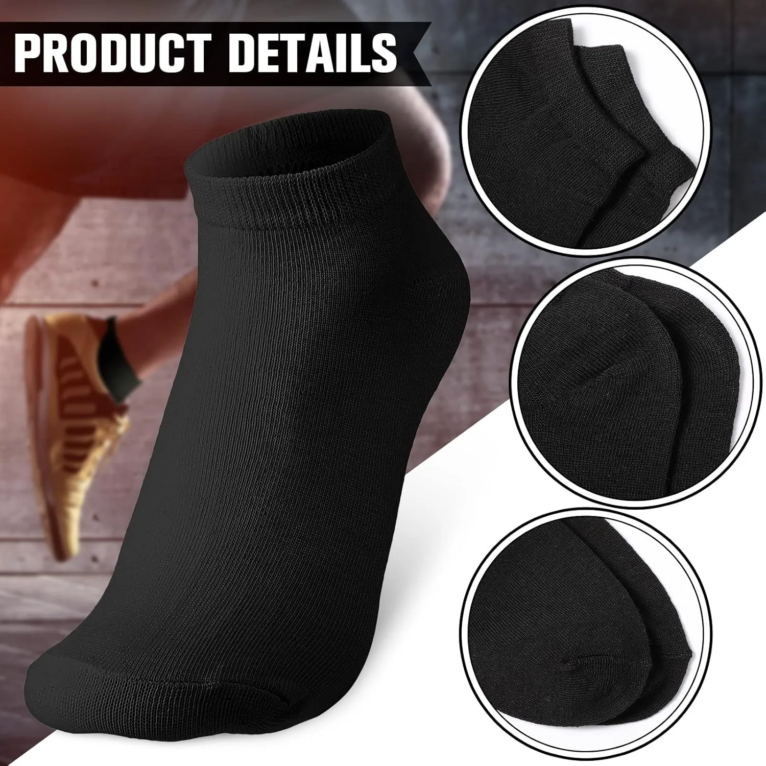Geyoga 48 Pairs Men Cushion Ankle Socks, Comfortable Breathable Low Cut Casual Socks for Sports