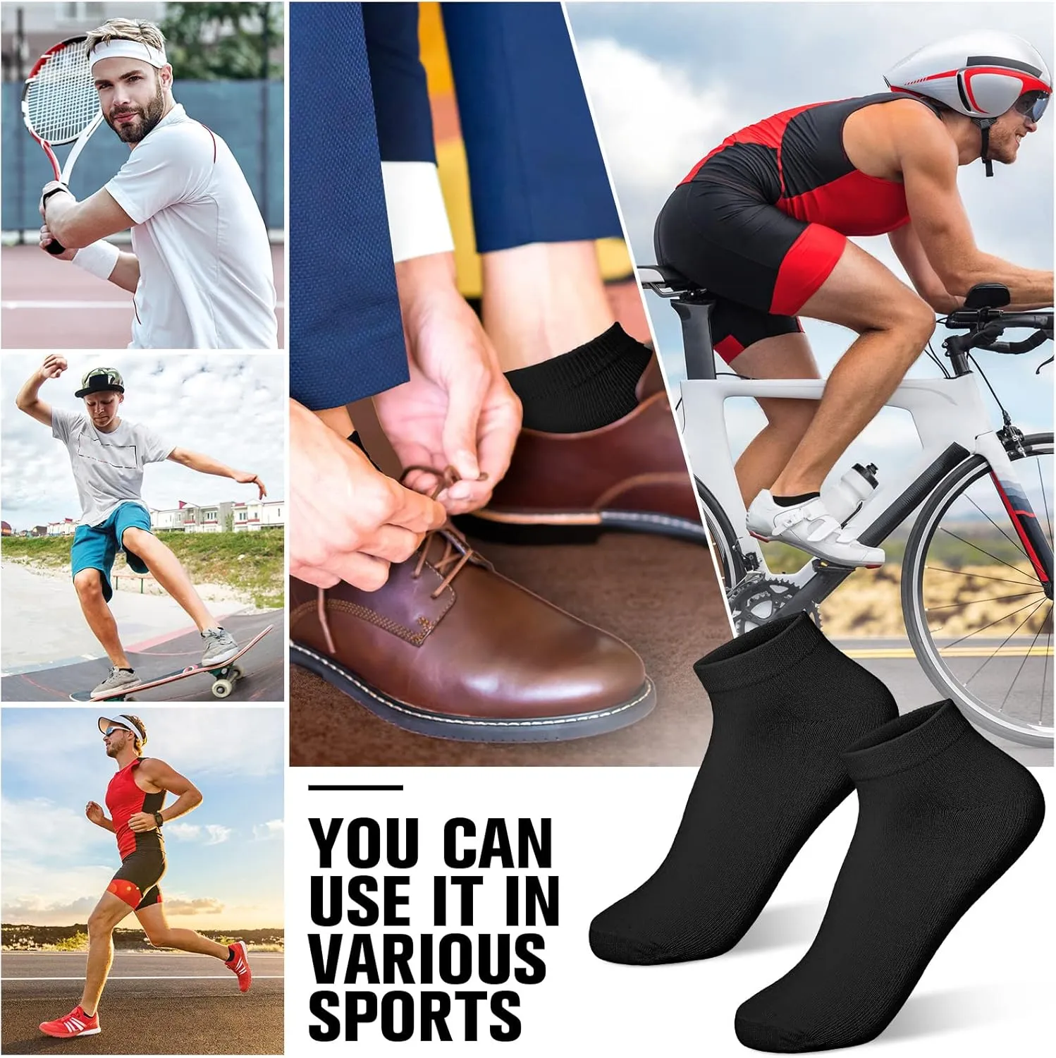 Geyoga 48 Pairs Men Cushion Ankle Socks, Comfortable Breathable Low Cut Casual Socks for Sports