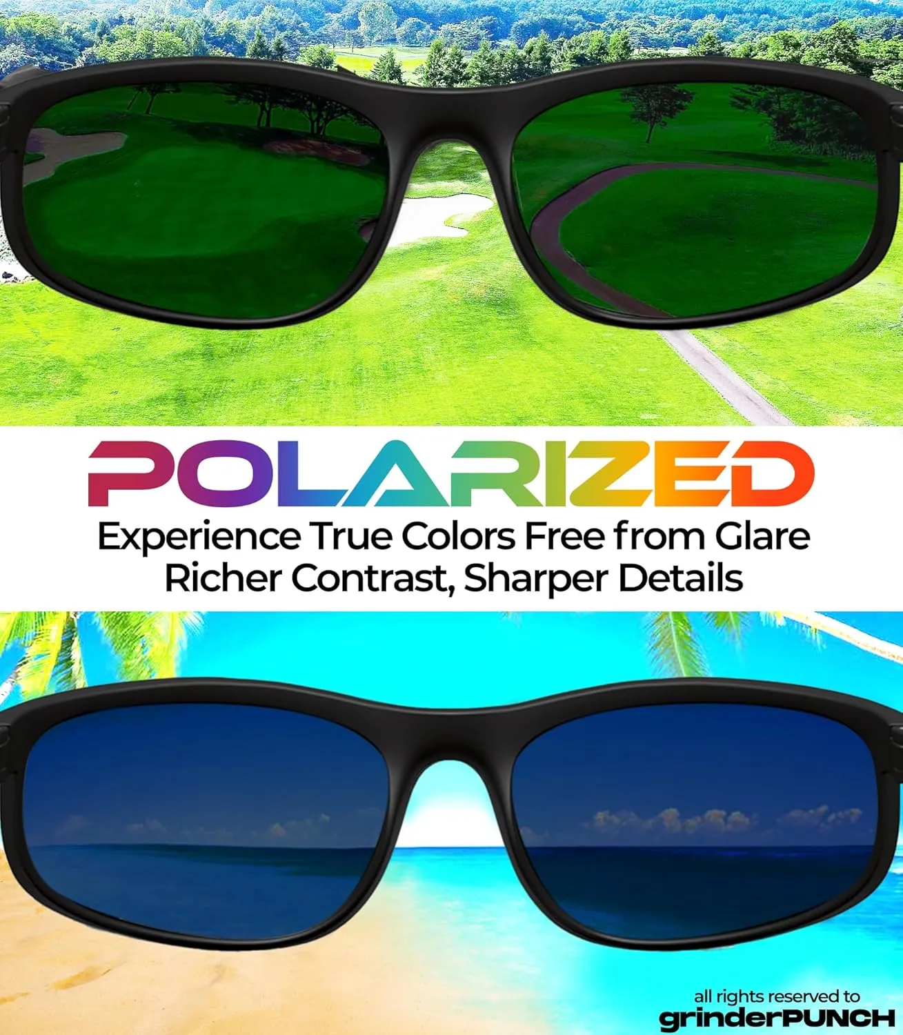 grinderPUNCH Polarized Wrap Around Sunglasses for Men and Women ?C Lightweight Sports Wraparound Sunglasses UV Protection