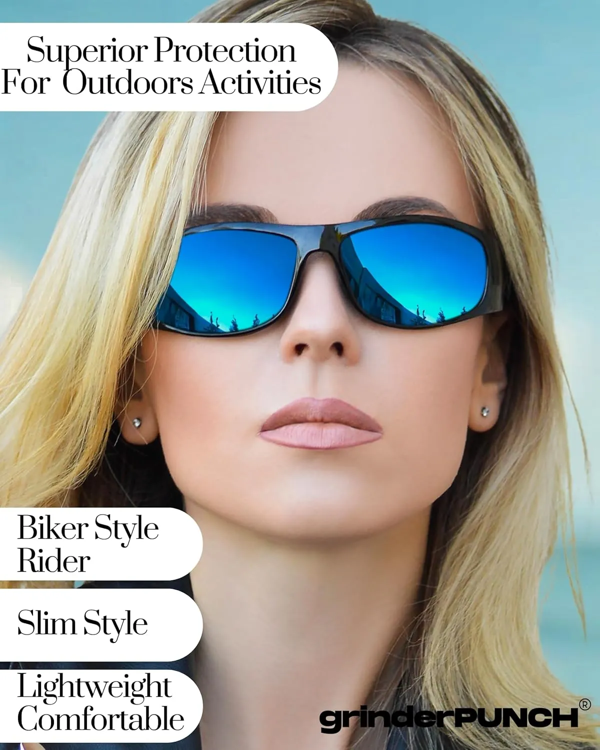 grinderPUNCH Polarized Wrap Around Sunglasses for Men and Women ?C Lightweight Sports Wraparound Sunglasses UV Protection