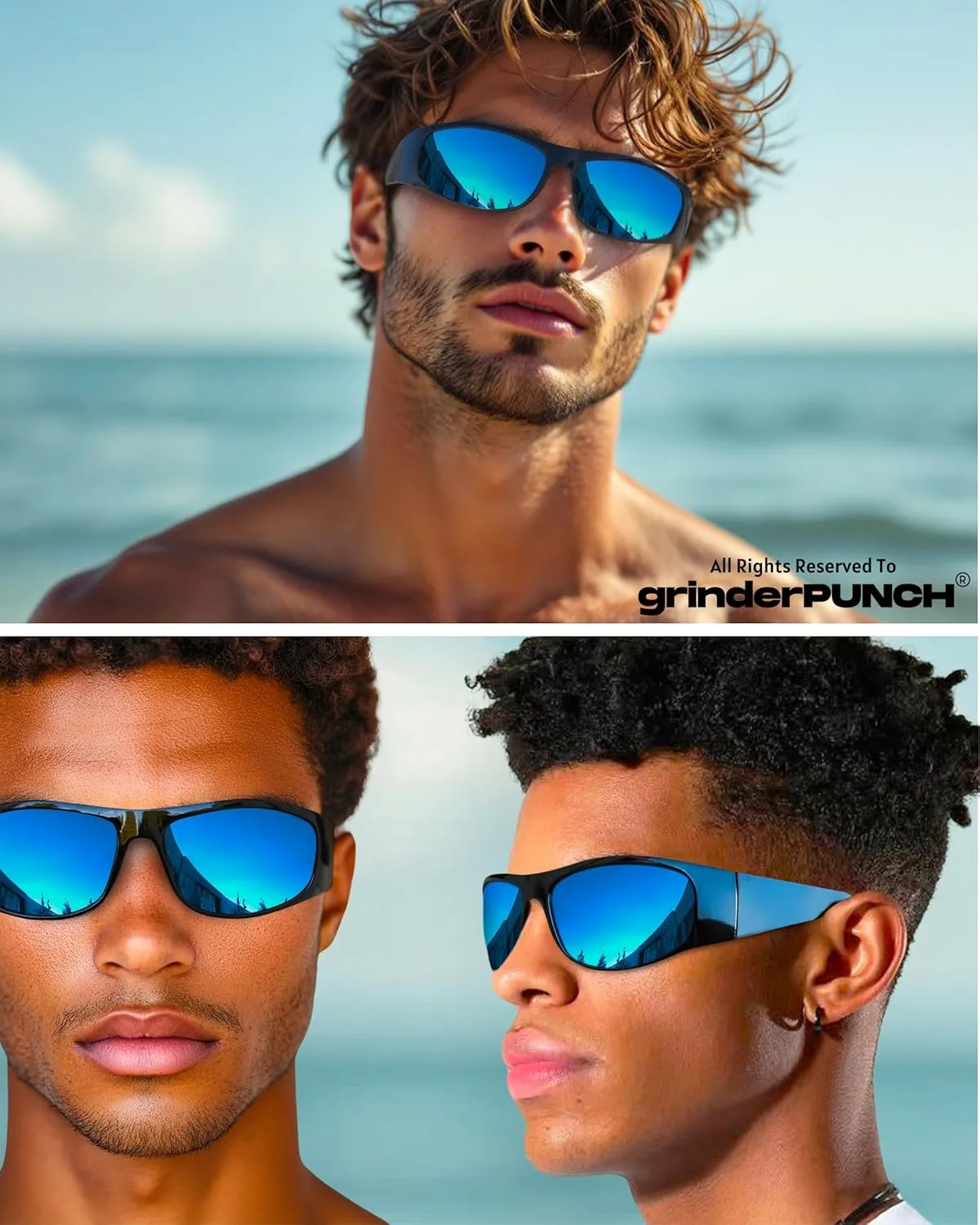 grinderPUNCH Polarized Wrap Around Sunglasses for Men and Women ?C Lightweight Sports Wraparound Sunglasses UV Protection