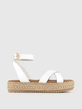 Leather cross strap espadrilles