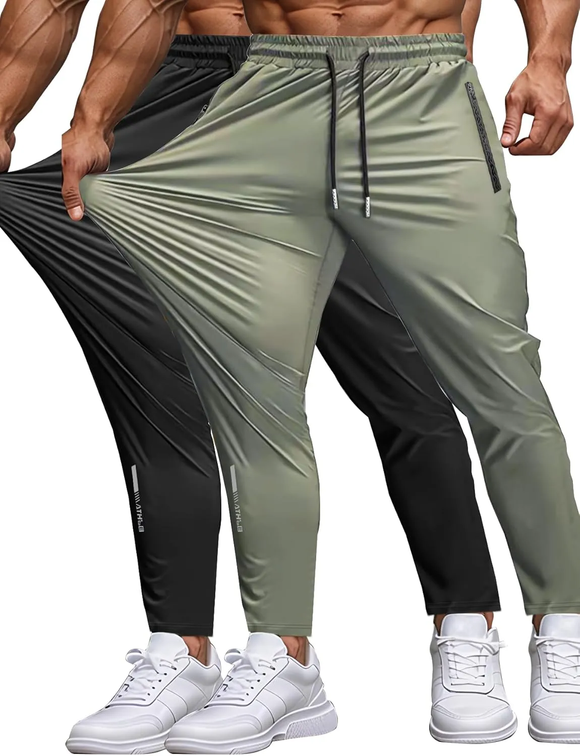 Men's Sweatpants Lightweight Active Pants Quick Dry for Running ??Jogging ??Yoga??Golf with Zipper Pockets