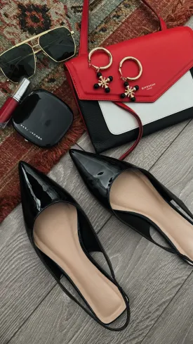 Mila Pointed Toe Flats - Black Pat