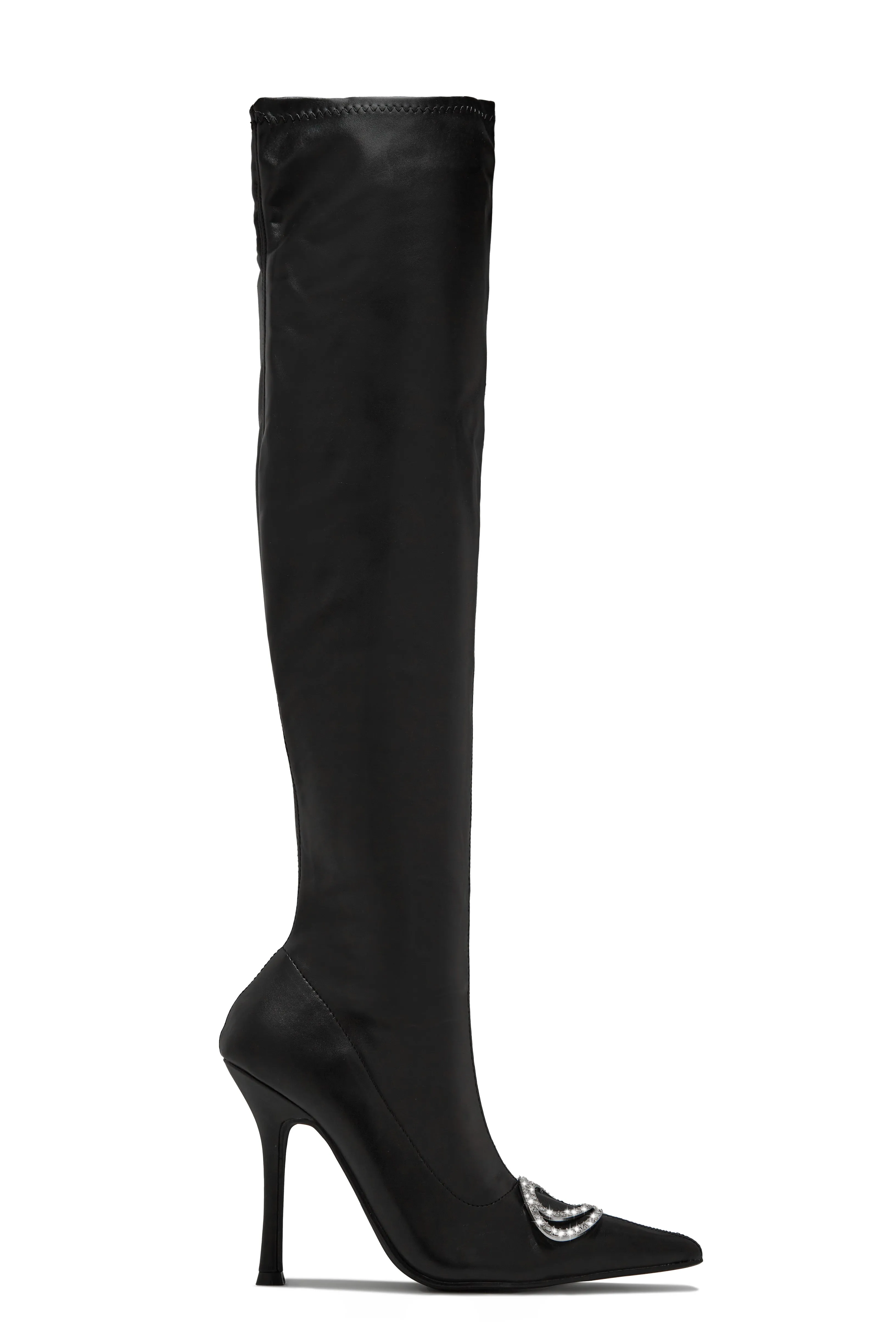 Night Is Young Over The Knee High Heel Boots - Black