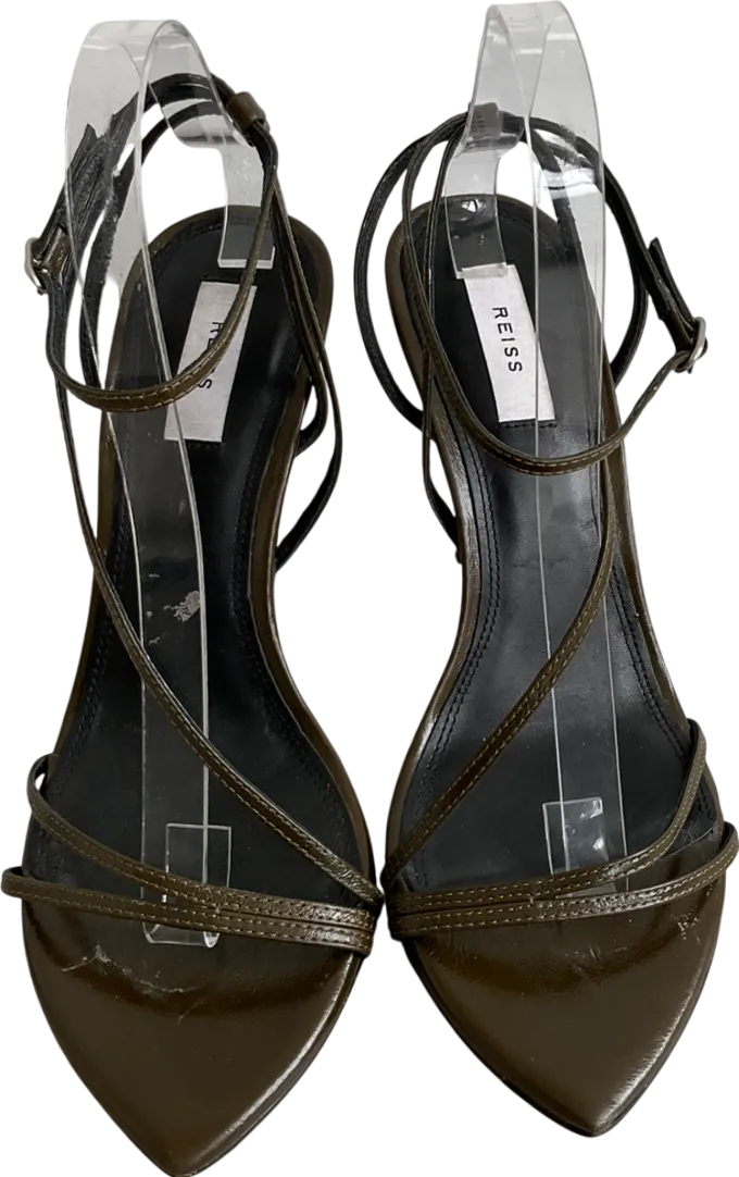 REISS Green Strappy Pointed Toe Sandals UK 7 EU 40 👠