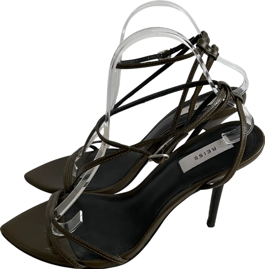 REISS Green Strappy Pointed Toe Sandals UK 7 EU 40 👠