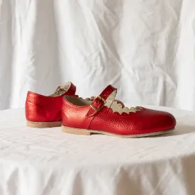 Scalloped Mary Jane - Red Metallic