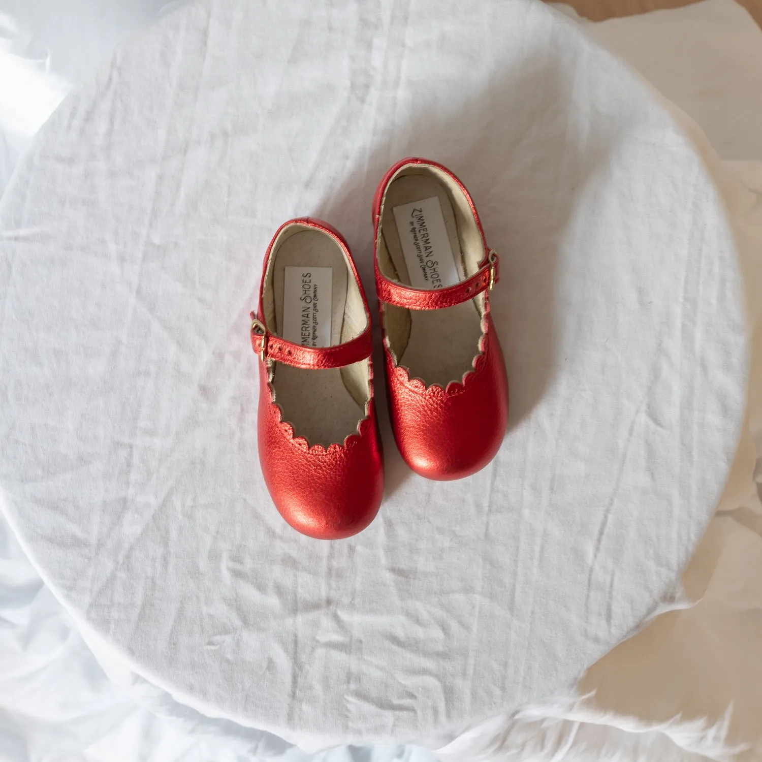 Scalloped Mary Jane - Red Metallic