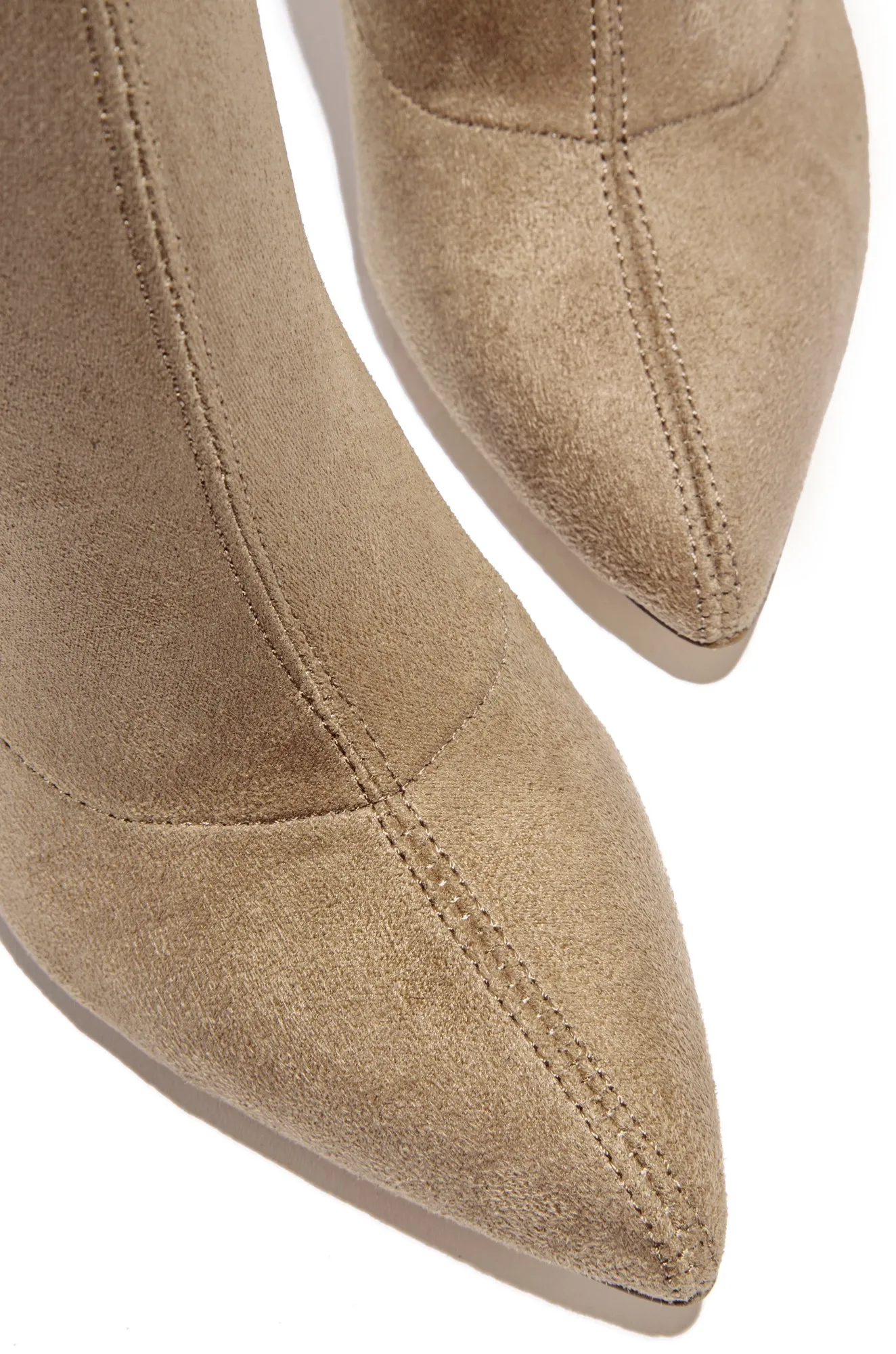 Set The Bar Over The Knee Block High Heel Boots - Taupe
