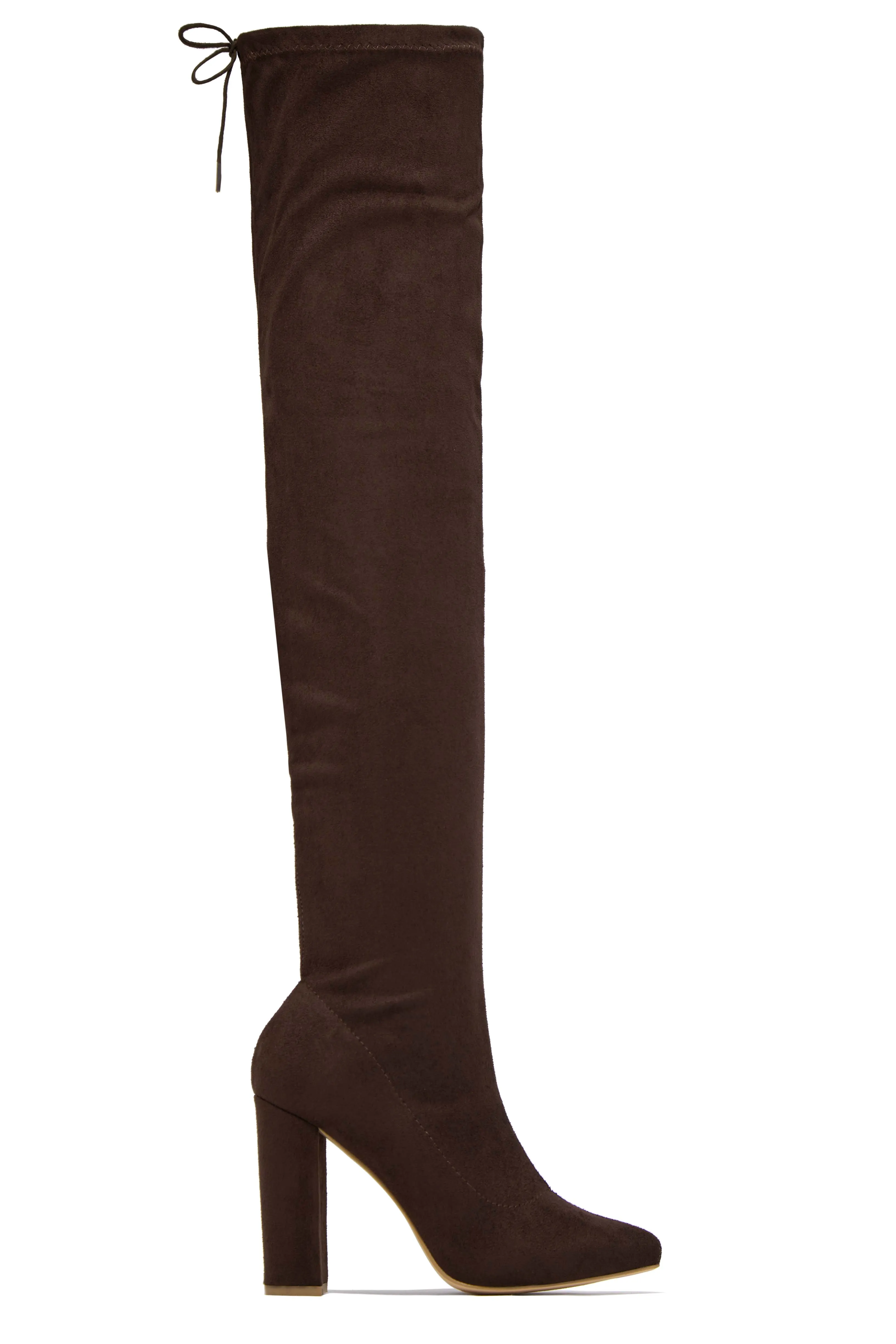 Set The Bar Over The Knee Block High Heel Boots - Taupe