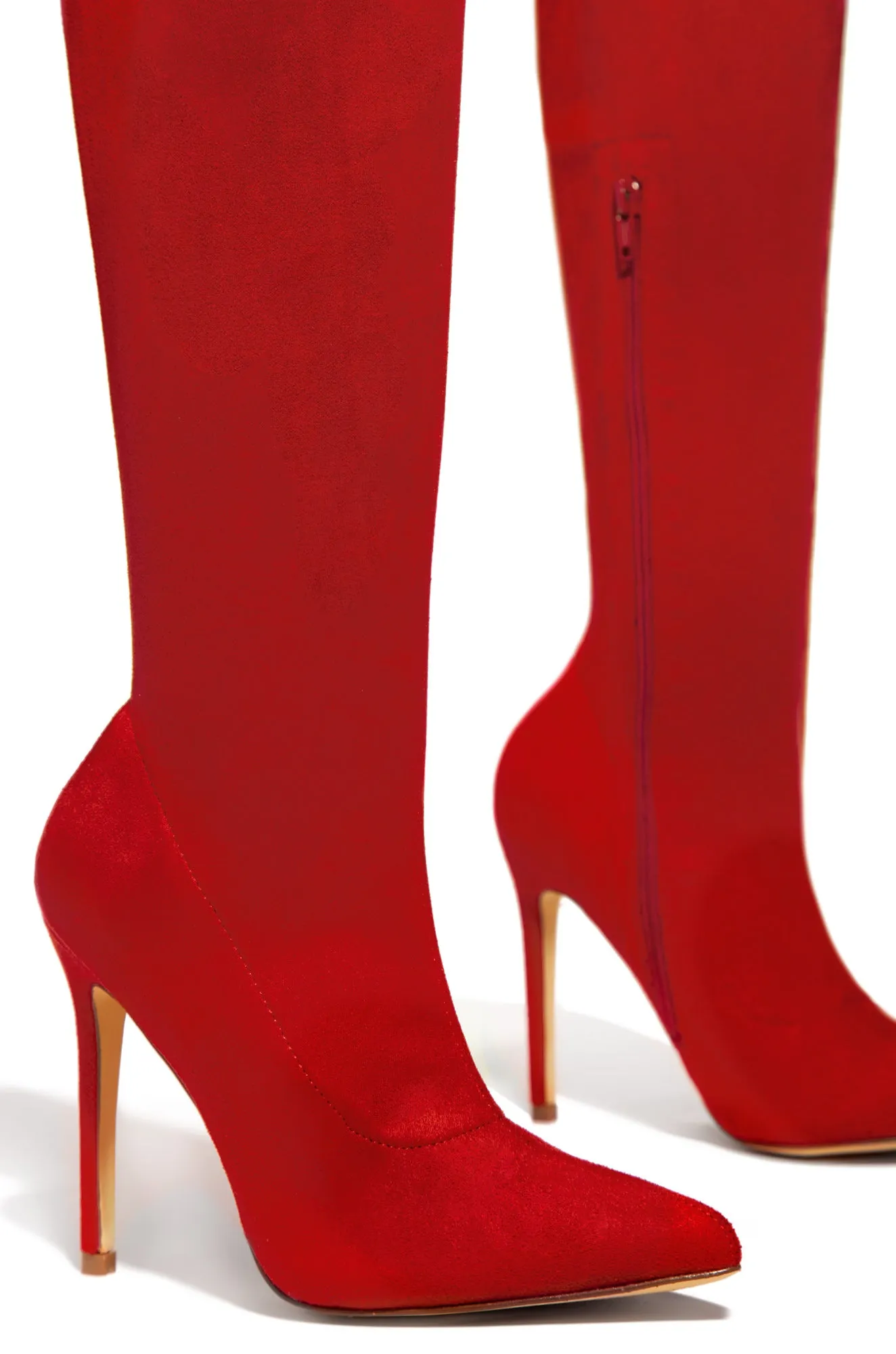 Sultry Touch Over The Knee Boots - Red
