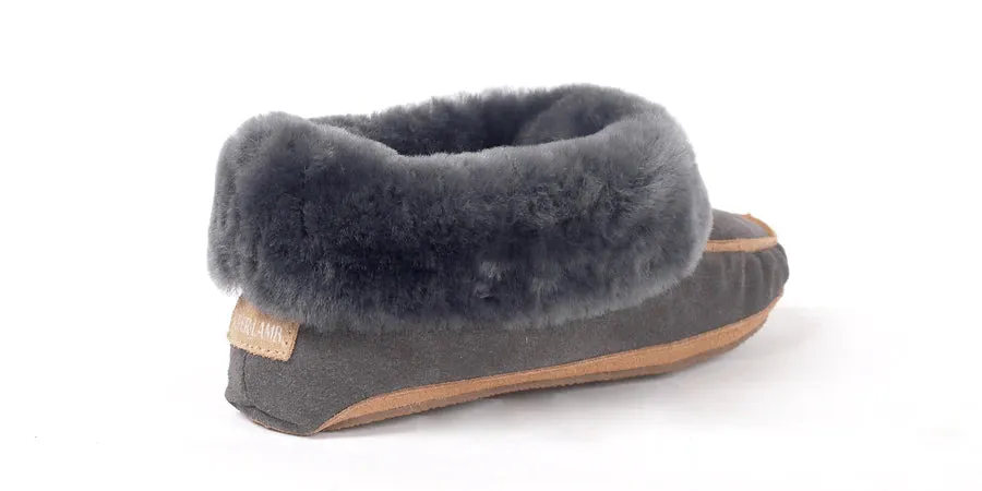 SUPERLAMB WOMENS SHEEPSKIN MOCCASIN CHARCOAL