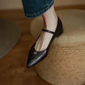 TAVIMART  -  Mary Jane Shoe Pointed Toe Vintage Flats One Strap Women Flats On Low Heel Woman Cow Leather Spring Autumn Simple Shoes