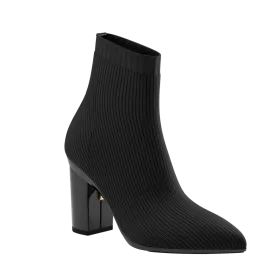 The Bootie - Coal Knit   Block Heel Kit 4 Coal