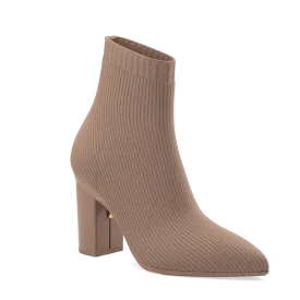 The Bootie - Latte Knit   Block Heel Kit 4 Latte