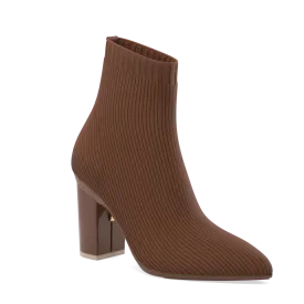 The Bootie Walnut Knit   Block Heel Kit 4 Walnut