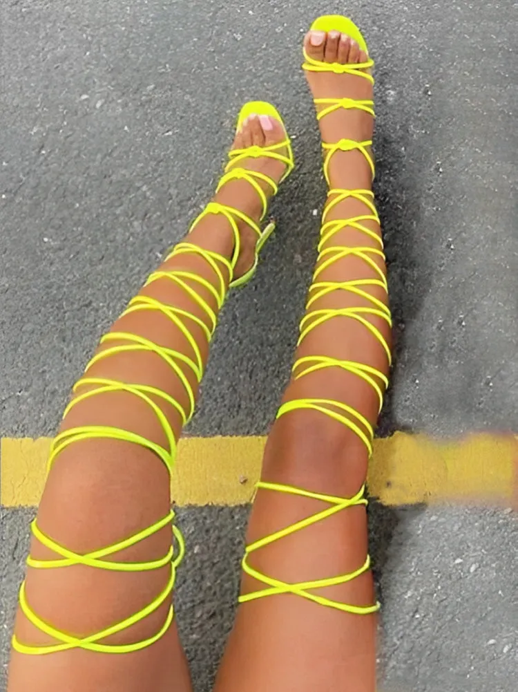 Toleet Lace-up Over Knee Knot Stiletto Heels