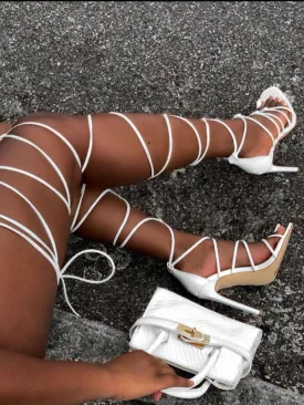 Toleet Lace-up Over Knee Knot Stiletto Heels
