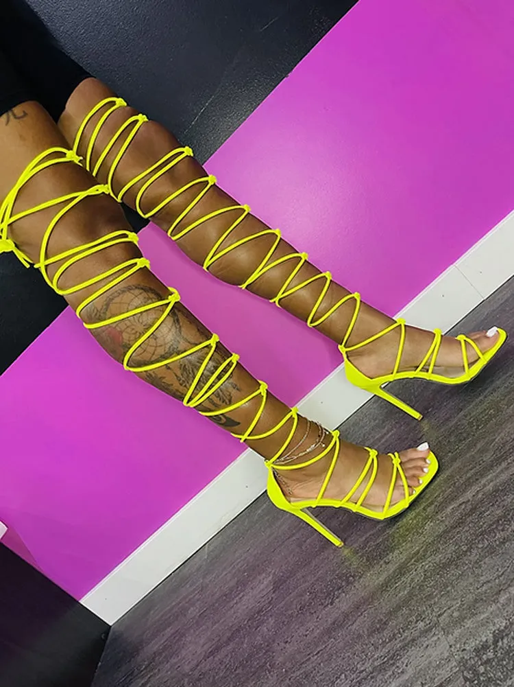 Toleet Lace-up Over Knee Knot Stiletto Heels