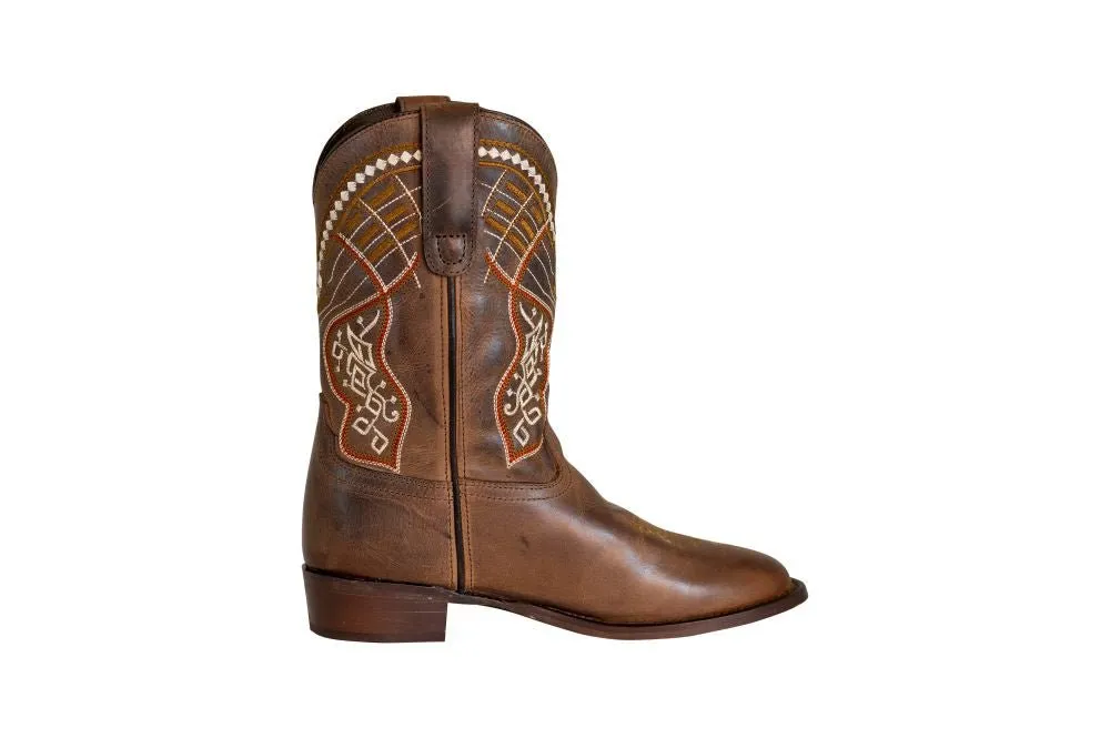 TuffRider Youth Yukon Tricolor Leather Embroidered Square Toe Western Boots