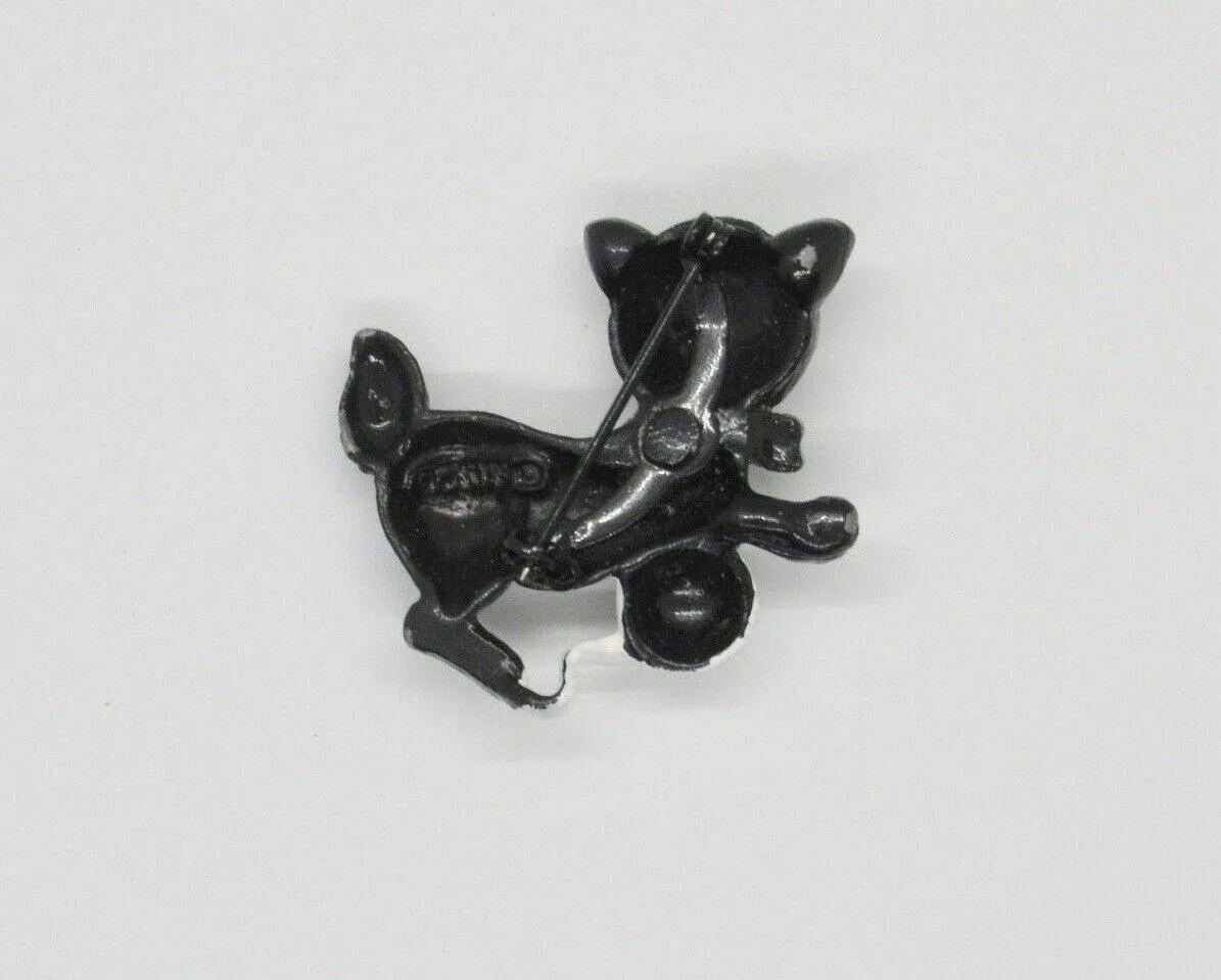 Vintage Gerry's Black Kitten with a Ball of Yarn Brooch