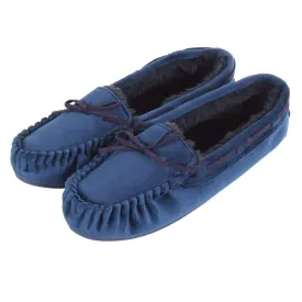 Womens Moccasin Slippers Luxury Velour Fur Lining Non-Slip