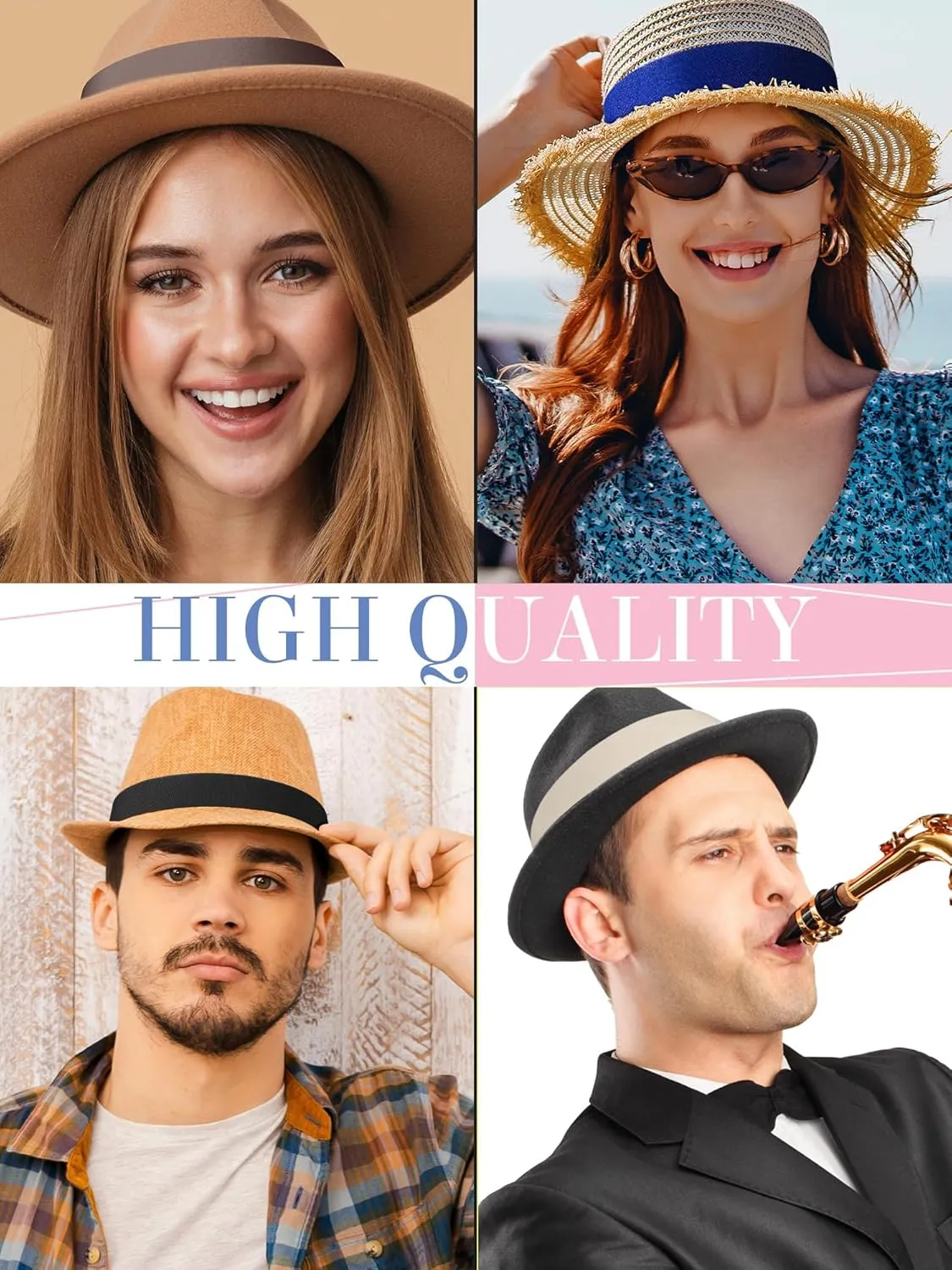 Yahenda 9 Pcs Stretchable Hat Band Ribbon Panama Western Cowboy Hat Bands Costume Headwear for Women Men